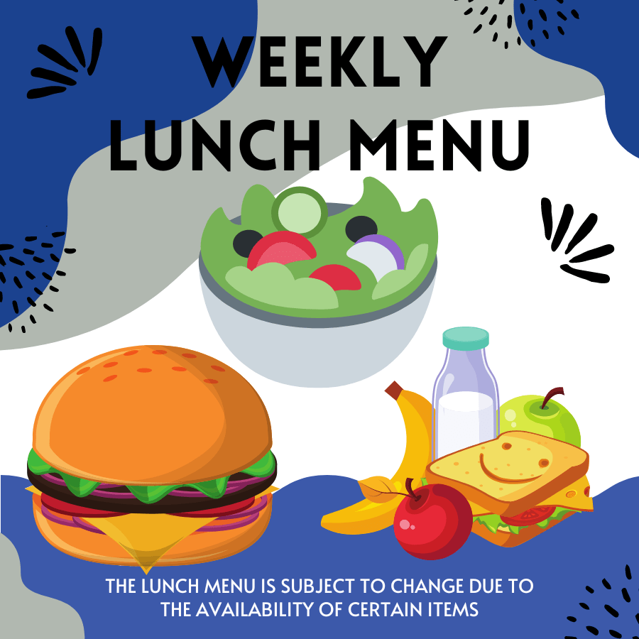 Weekly lunch menu. Click here